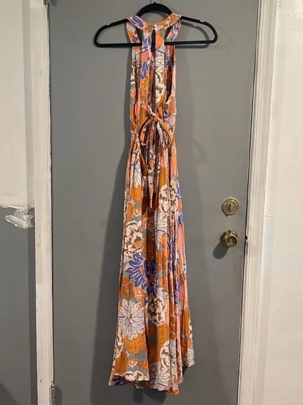 Petal & Pup Floral Maxi Dress in Orange and Blue - Picture 6 of 10